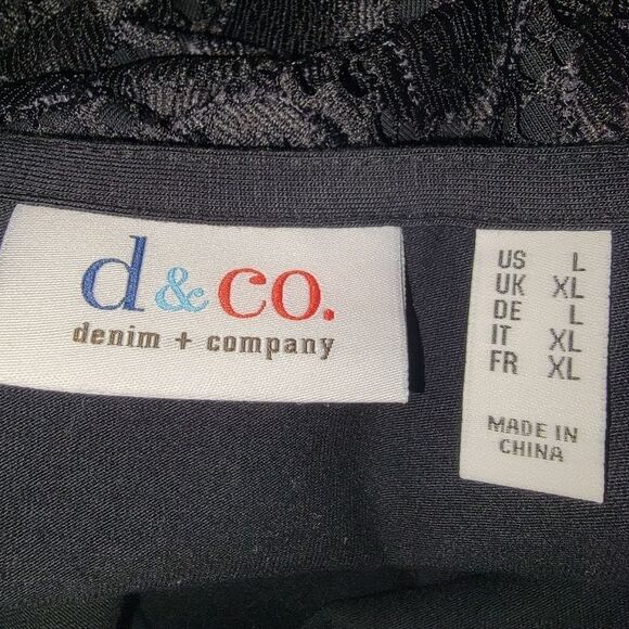 Denim & Co. 3/4 Sleeve All Over Lace Top Black Large - Picture 6 of 8